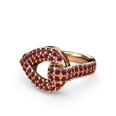 Mira Damla Yüzük - Kök yakut 925 ayar rose altın kaplama gümüş yüzük #1ap6pxo