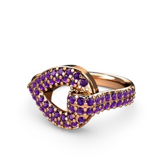 Mira Damla Yüzük - Ametist 8 ayar rose altın yüzük #24dp38