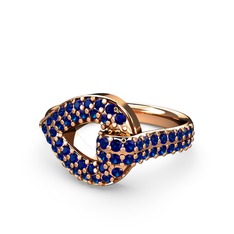 Lab safir 925 ayar rose altın kaplama gümüş yüzük