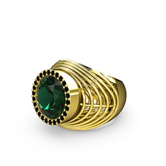 Yeşil kuvars ve siyah zirkon 8 ayar altın yüzük