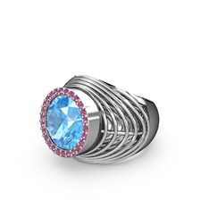 Mai Tel Yüzük - Akuamarin ve rodolit garnet 925 ayar gümüş yüzük #15jo9cn