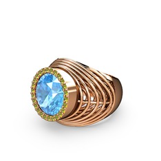 Mai Tel Yüzük - Akuamarin ve peridot 8 ayar rose altın yüzük #19punj0