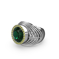 Mai Tel Yüzük - Yeşil kuvars ve peridot 14 ayar beyaz altın yüzük #1bxf3hr