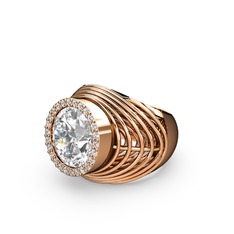 Mai Tel Yüzük - Swarovski ve pırlanta 14 ayar rose altın yüzük (0.286 karat) #1e878sv