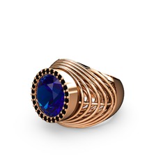 Mai Tel Yüzük - Lab safir ve siyah zirkon 8 ayar rose altın yüzük #1fu55v5