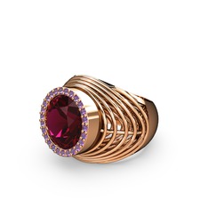 Rodolit garnet ve ametist 8 ayar rose altın yüzük