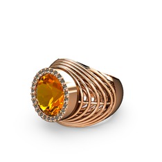 Mai Tel Yüzük - Sitrin ve dumanlı kuvars 18 ayar rose altın yüzük #1m2q4qg