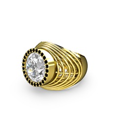 Beyaz zirkon ve siyah zirkon 8 ayar altın yüzük