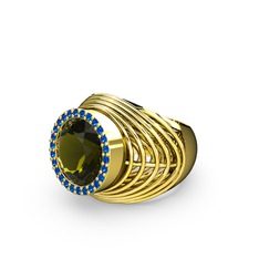 Mai Tel Yüzük - Peridot ve lab safir 925 ayar altın kaplama gümüş yüzük #1s6440v