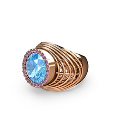 Mai Tel Yüzük - Akuamarin ve ametist 14 ayar rose altın yüzük #1twfo4w