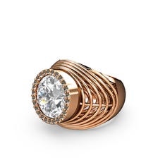 Mai Tel Yüzük - Swarovski ve dumanlı kuvars 925 ayar rose altın kaplama gümüş yüzük #1v9pfrx