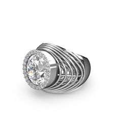 Mai Tel Yüzük - Swarovski ve beyaz zirkon 925 ayar gümüş yüzük #1w7f0o4