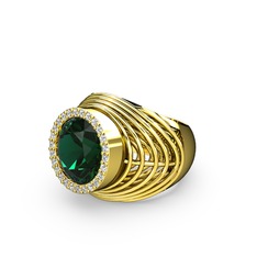 Mai Tel Yüzük - Yeşil kuvars ve pırlanta 14 ayar altın yüzük (0.286 karat) #1yklmr6