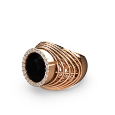 Siyah zirkon ve swarovski 925 ayar rose altın kaplama gümüş yüzük