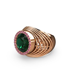 Mai Tel Yüzük - Yeşil kuvars ve rodolit garnet 14 ayar rose altın yüzük #an03qu