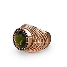 Mai Tel Yüzük - Peridot ve siyah zirkon 18 ayar rose altın yüzük #bvg2r0