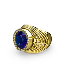 Mai Tel Yüzük - Lab safir ve dumanlı kuvars 18 ayar altın yüzük #fz8co0