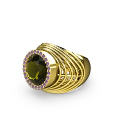 Mai Tel Yüzük - Peridot ve ametist 8 ayar altın yüzük #gvm7mg