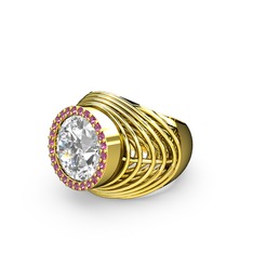 Swarovski ve rodolit garnet 18 ayar altın yüzük