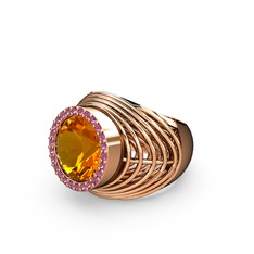 Mai Tel Yüzük - Sitrin ve rodolit garnet 14 ayar rose altın yüzük #i0hq58