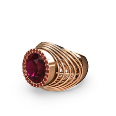 Mai Tel Yüzük - Rodolit garnet ve garnet 18 ayar rose altın yüzük #jcp6ht
