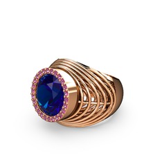 Mai Tel Yüzük - Lab safir ve rodolit garnet 14 ayar rose altın yüzük #jhjlyg