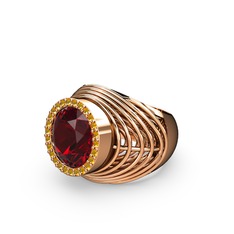 Mai Tel Yüzük - Garnet ve sitrin 8 ayar rose altın yüzük #k2m2iv