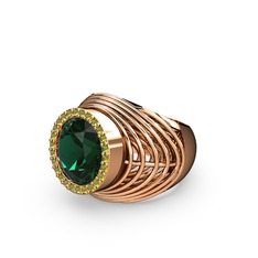 Yeşil kuvars ve peridot 925 ayar rose altın kaplama gümüş yüzük