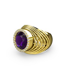 Mai Tel Yüzük - Ametist ve swarovski 14 ayar altın yüzük #ngynlq