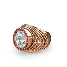 Swarovski ve garnet 8 ayar rose altın yüzük