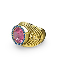 Mai Tel Yüzük - Pembe kuvars ve lab safir 8 ayar altın yüzük #xggdep