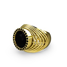 Mai Tel Yüzük - Siyah zirkon 925 ayar altın kaplama gümüş yüzük #xgkvxc