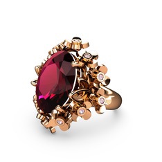 Belka Demet Yüzük - Rodolit garnet ve pembe kuvars 8 ayar rose altın yüzük #18xmmzm