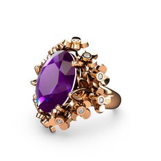 Belka Demet Yüzük - Ametist ve swarovski 14 ayar rose altın yüzük #1q9wth3
