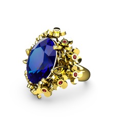 Lab safir ve garnet 18 ayar altın yüzük