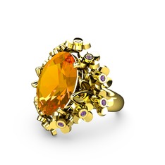 Belka Demet Yüzük - Sitrin ve ametist 18 ayar altın yüzük #1treqv0