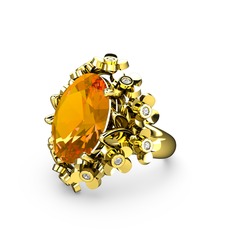 Belka Demet Yüzük - Sitrin ve swarovski 8 ayar altın yüzük #9mha4r