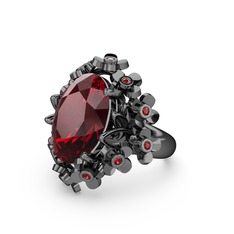 Belka Demet Yüzük - Garnet 925 ayar siyah rodyum kaplama gümüş yüzük #imu66c