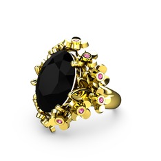 Belka Demet Yüzük - Siyah zirkon ve rodolit garnet 18 ayar altın yüzük #lq9ww0