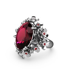 Belka Demet Yüzük - Rodolit garnet ve garnet 14 ayar beyaz altın yüzük #pffbud