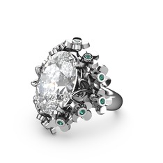 Belka Demet Yüzük - Swarovski ve yeşil kuvars 925 ayar gümüş yüzük #qwii6w