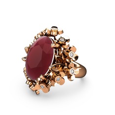 Belka Demet Yüzük - Kök yakut ve swarovski 18 ayar rose altın yüzük #ybqr7e