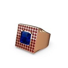 Lab safir ve garnet 925 ayar rose altın kaplama gümüş yüzük