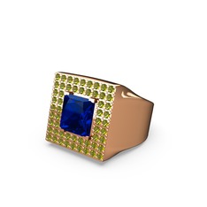 Lab safir ve peridot 18 ayar rose altın yüzük