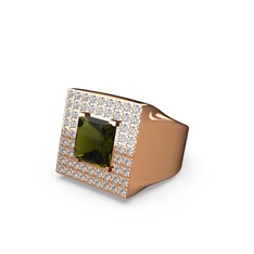 Albera Kare Yüzük - Peridot ve swarovski 925 ayar rose altın kaplama gümüş yüzük #14urxdp