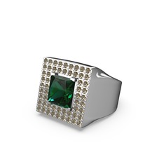 Yeşil kuvars ve dumanlı kuvars 18 ayar beyaz altın yüzük