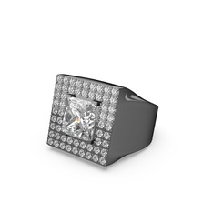 Albera Kare Yüzük - Swarovski ve pırlanta 925 ayar siyah rodyum kaplama gümüş yüzük (0.84 karat) #15excle