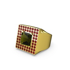 Peridot ve garnet 18 ayar altın yüzük