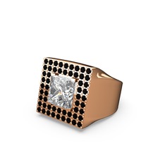 Swarovski ve siyah zirkon 14 ayar rose altın yüzük