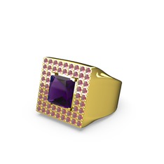 Albera Kare Yüzük - Ametist ve kök yakut 8 ayar altın yüzük #1cntr8t